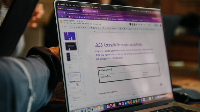 Laptop screen with accessibility warm-up task in Wundercon 2023.