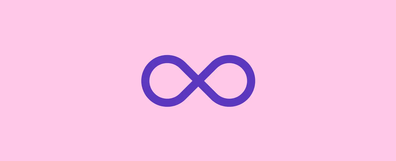 Eternity symbol on pink background