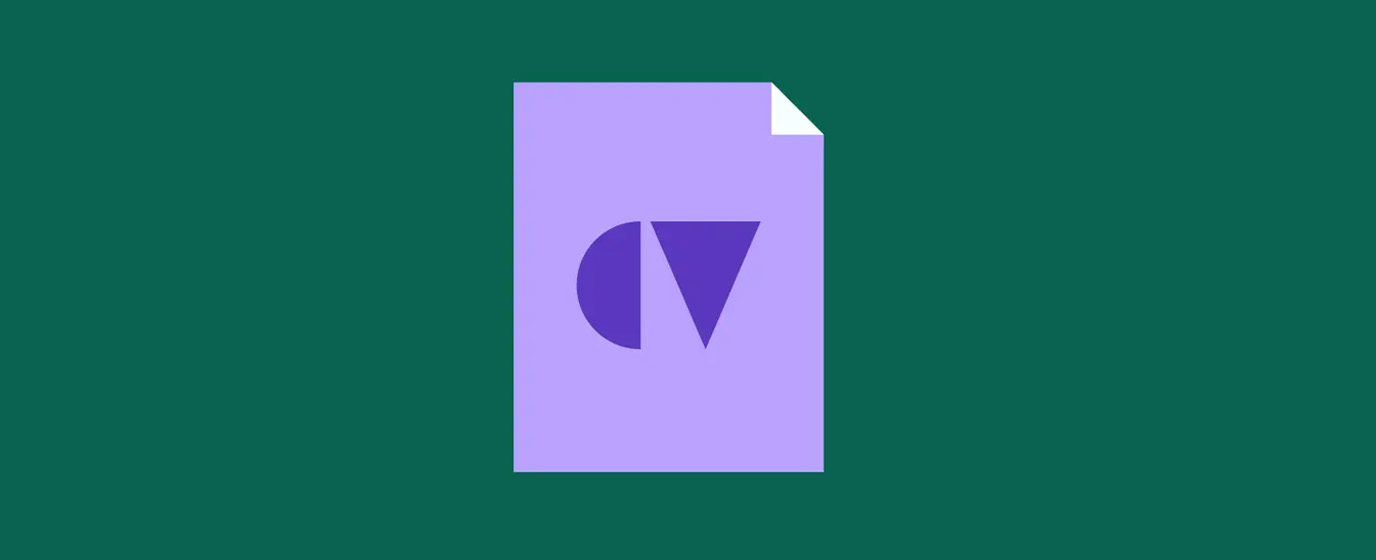 CV letters formed by half circle and inverted triangle shapes on a green background.