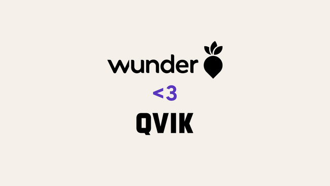 Mearra and Qvik logos with heart emoji inbetween