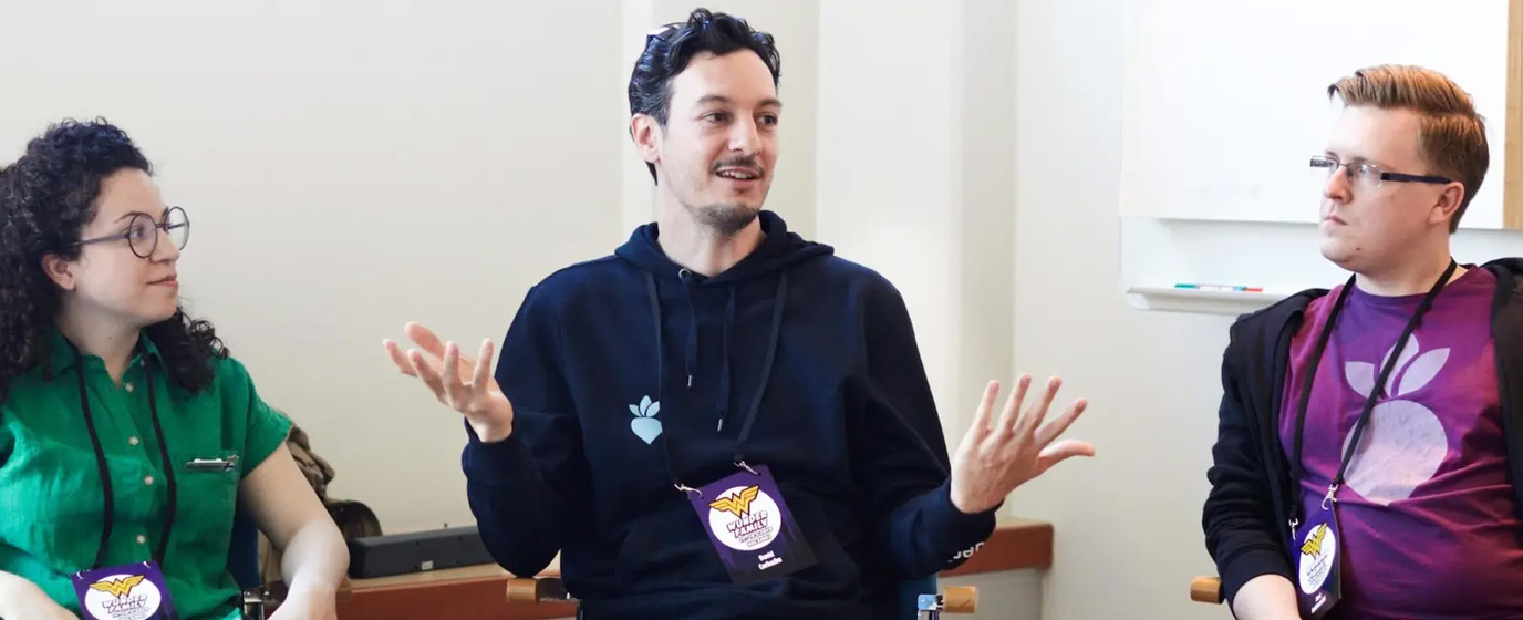 People sitting in an office talking to each other