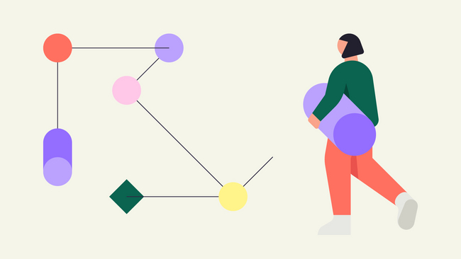 Illustration of person carrying cylinder to place it in the chain of elements