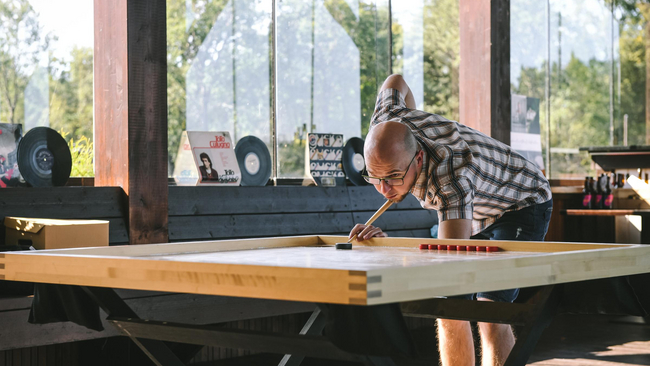 A person playing a game focused