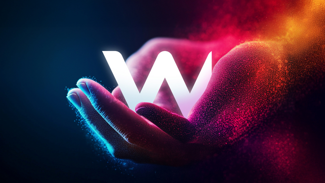 Mearra logo hold in the palms that are futuristically colored