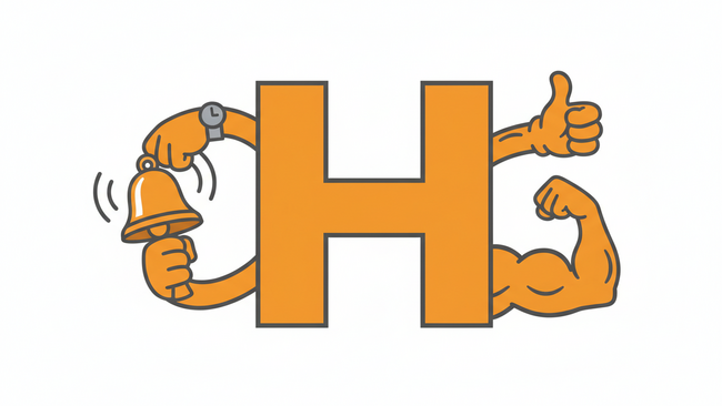 Harvest Helper icon ceated by Nano Banana, image displays a large H and has two arms on the left and right side. 